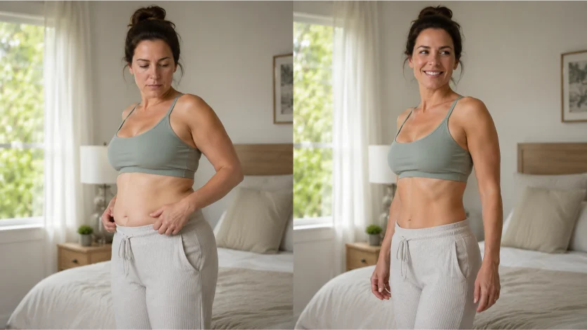 Before and after weight loss comparison