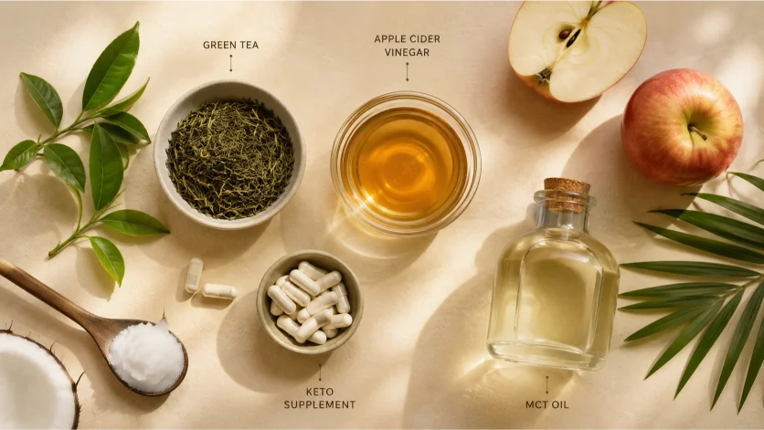 Premium wellness ingredients flat lay